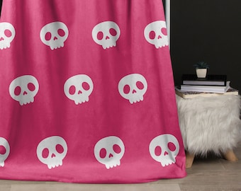 Manta de calavera rosa: manta de peluche de temporada espeluznante, decoración de Halloween