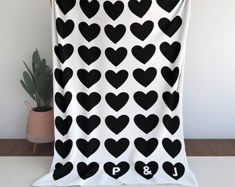 Black Heart Blanket: Custom Gothic Valentine's Day Throw