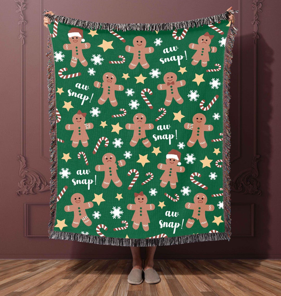 Gingerbread Man Woven Blanket: Holiday Cotton Throw, Cozy Christmas ...