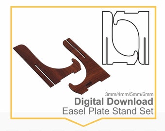 Staffelei Tellerständer Laser geschnitten Zeichnung 3-4-5-6mm 12xPCS Set Digital Download