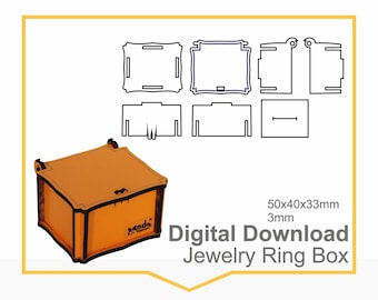 Jewelry ring box laser cut 50x40x33mm 3mm Digital download
