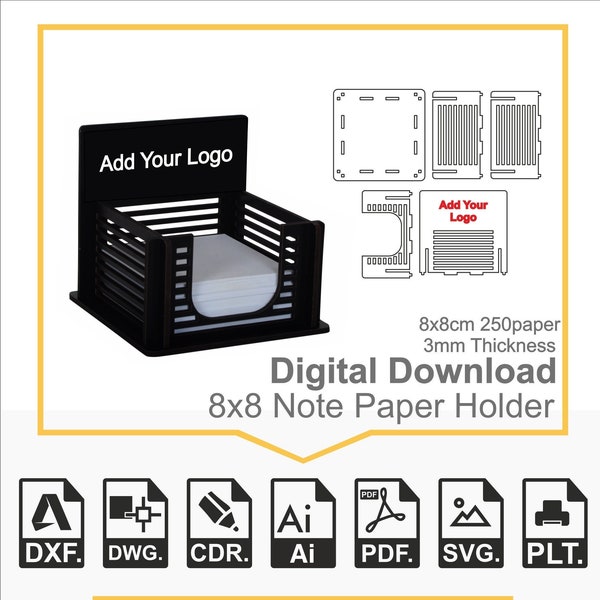 Note Paper Holder,Office desk organizer accessories,memo block holder box 3mm Laser Cut,Cutting Digital files