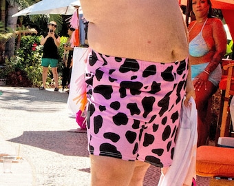 MOOd Swim Trunks - Plus size, Cow Print, Masc