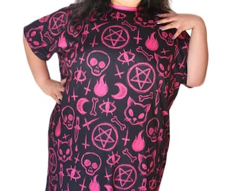 Cult Cutie T-shirt Dress, Pastel Goth, Gothic, Witchy, Goth Clothing, Plus Size, Oversized Streetwear