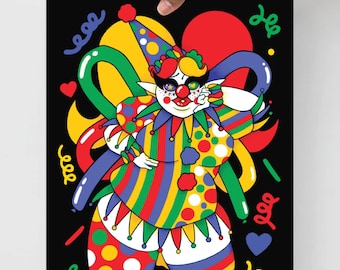 Clowncore Fairy Art Print - Fairycore, Kidcore, Decora, Body Positive, Clown, Plus Size, Weirdcore, Fairy, Rainbow