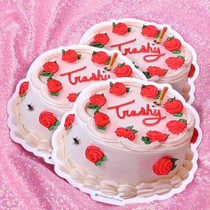 Vintage campy cake sticker.