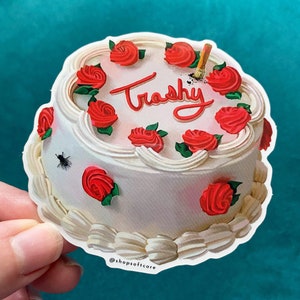Trashy kitsch vintage cake sticker.