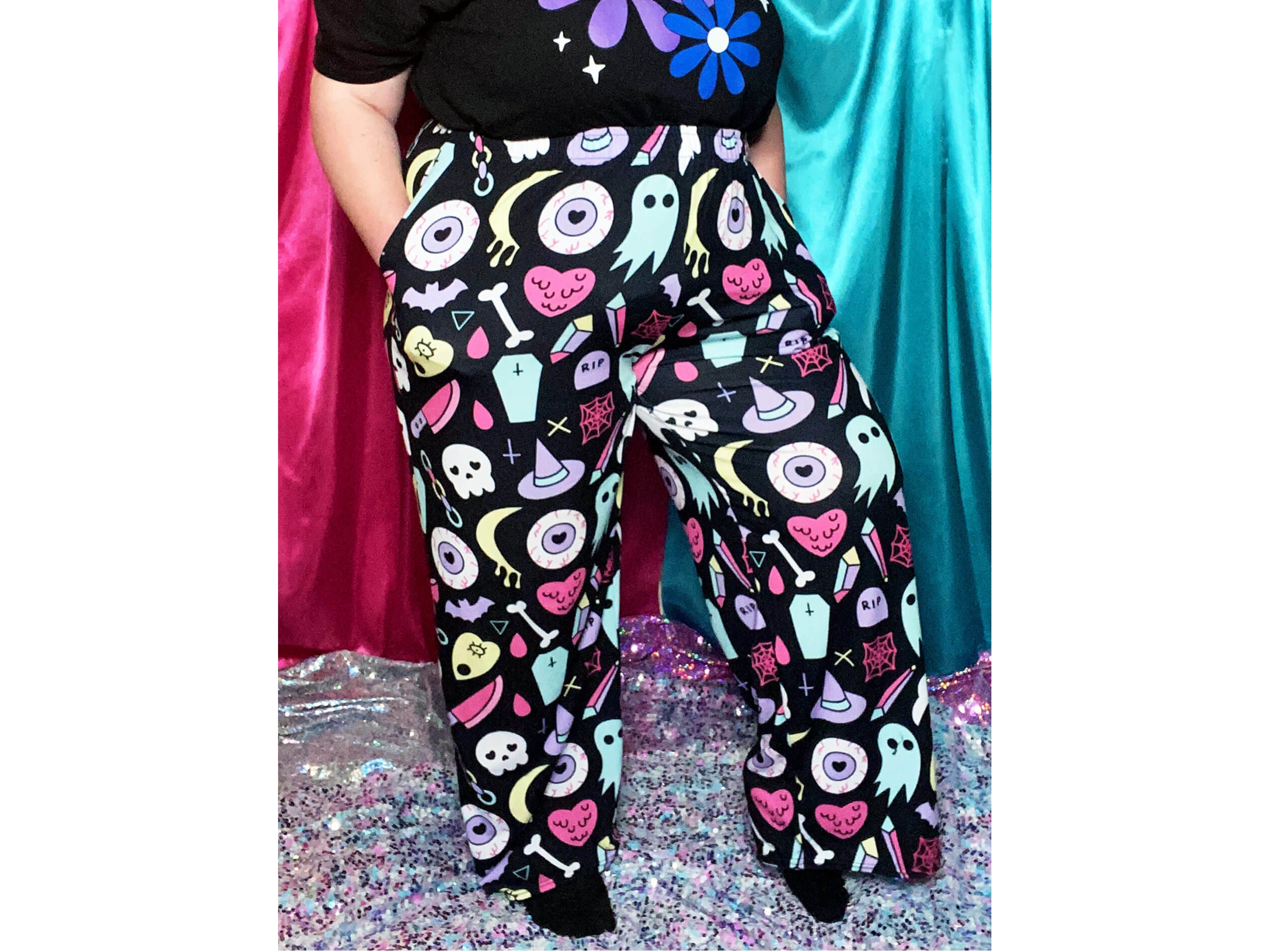 Sugar Skull Leggings Embroidered Sugar Skull Photo Leggings Creepy Cute  Ankle Length Custom Backgrounds Printed Leggings 