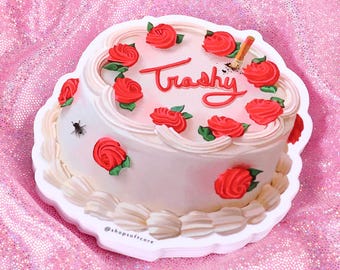Trashy Cake Sticker - Vintage, retro cake, kitsch, kitschy, John Waters