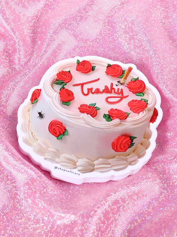 Trashy Cake Sticker - Vintage, retro cake, kitsch, kitschy, John Waters