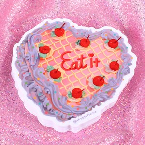 Eat It Cake Sticker - Kawaii, vintage, retro cake, kitsch, kitschy