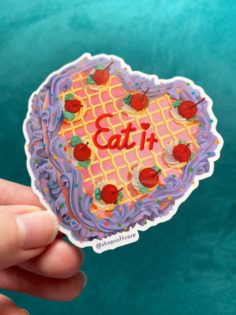Eat it kawaii cake sticker.