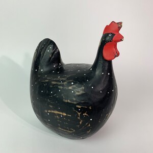 Vintage Hand-Painted Wood Rooster Sculpture - Unique and Charming