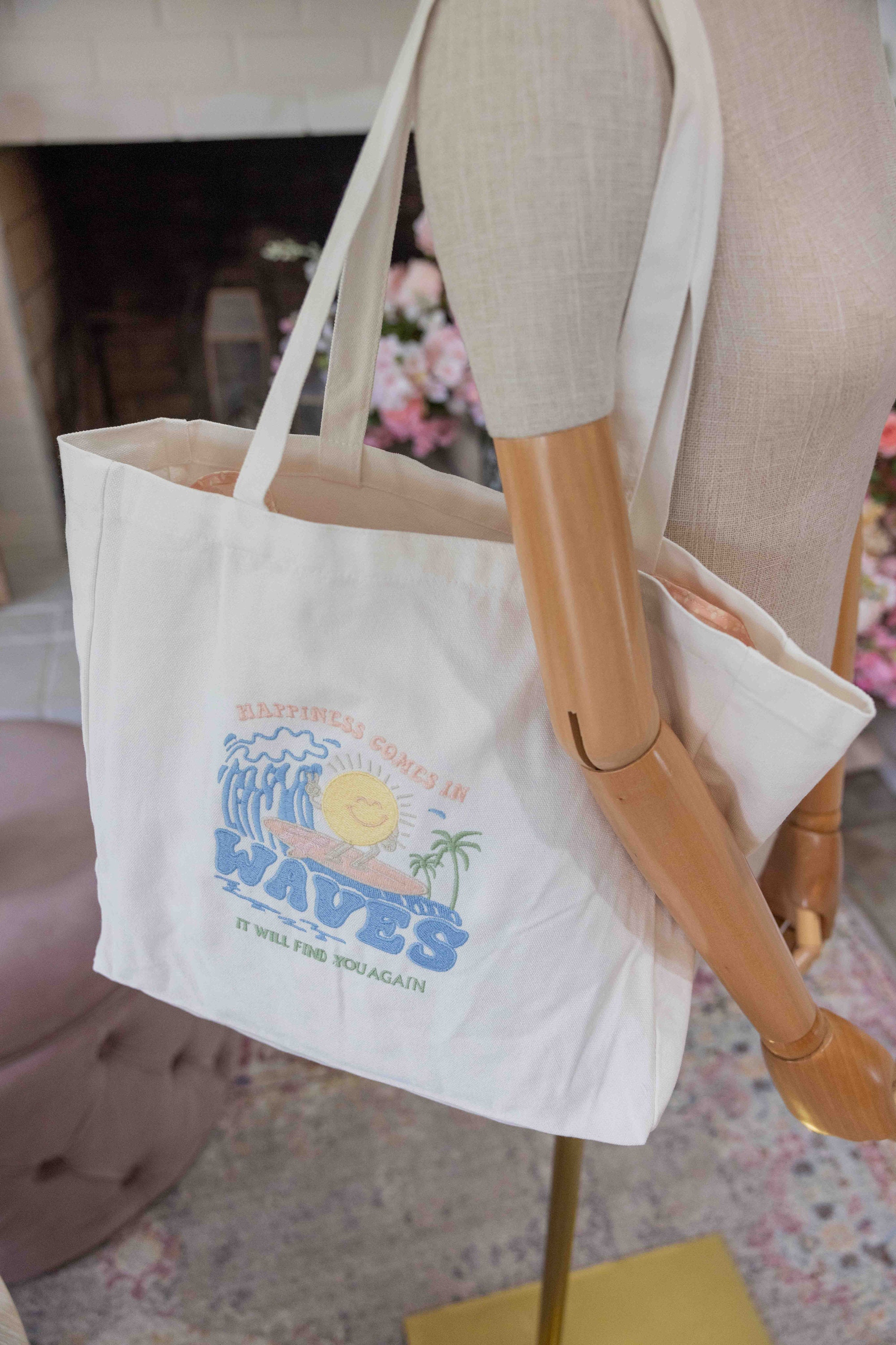 Women's Graphic Canvas Tote Beach Bag - 16" X 14" Large Carryall, Multicolor Design 8 thumbnail image