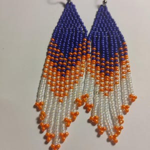 Blue Orange And White Dangle Earrings