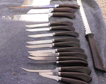 26-528 18 Piece Set Vintage GINSU Knives Cutlery Steak Chopper Bread Paring Knife