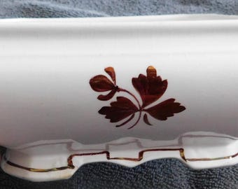 26-700 Alfred Meakin Royal Ironstone China Square Bowl - Tea Leaf Copper Luster