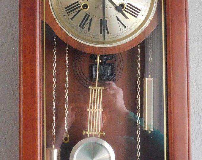 24378 Vintage Waltham 31 Day Mechanical Pendulum Wall Chime Clock