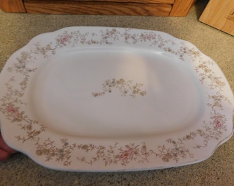 26-603 Vintage Arthur Wood & Sons England Brussels Square Flowered Platter Tray