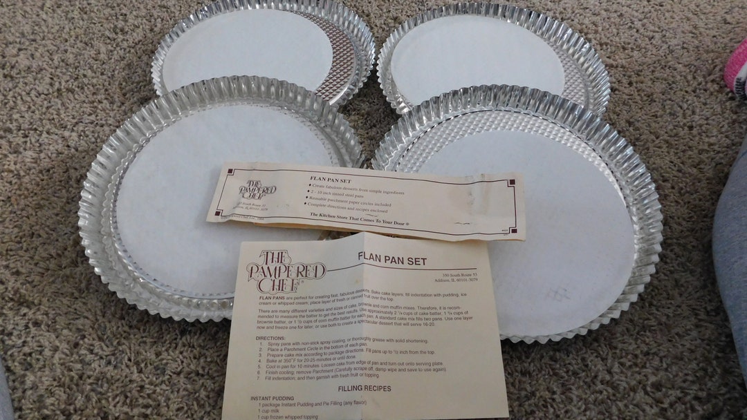231601 4 New the Pampered Chef Flan Pan Set Dessert Pans With Etsy