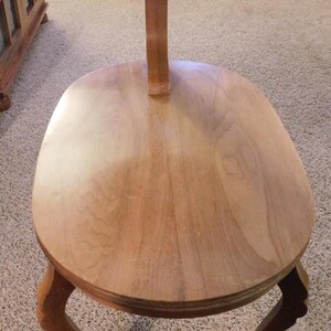 26-1189 Vintage mid Century Modern Two Tiered Step Side Table with Cabriole Legs