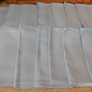 26-449 Set of 15 Vintage NOS Light Blue 17" x 18" Table Linen Napkins Stitching image 1