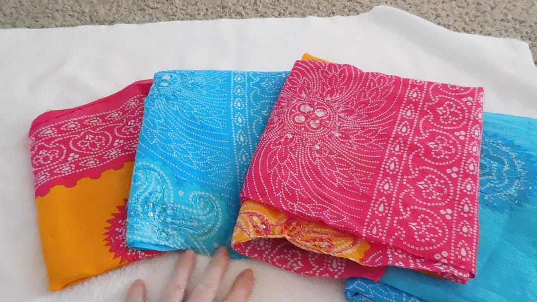 26-398 4 Bright Colored Cotton Metallic India Scarves Scarf Orange ...