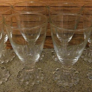 Etsy 25-561 Set of 8 Vintage Anchor Hocking Boopie Berwick Clear Water Glasses 4 1/2” Tall Bubble Glass Bottom Rims Collectible Glassware