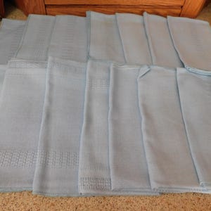 26-449 Set of 15 Vintage NOS Light Blue 17" x 18" Table Linen Napkins Stitching image 2