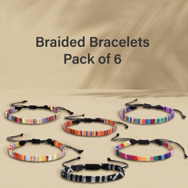 Bracelet en chanvre réglable imperméable à l'eau Bracelet de style Boho fait à la main pour l'été Bracelet en coton Multipack