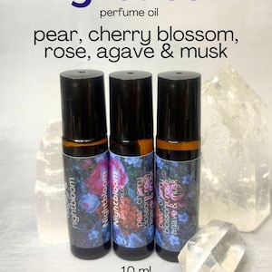 Nightbloom Perfume Oil | Indie Roll on Fragrance | Cherry Blossom | Pear | Agave | Rose | Gift | 10ml | Alcohol Free | Gift | Unique