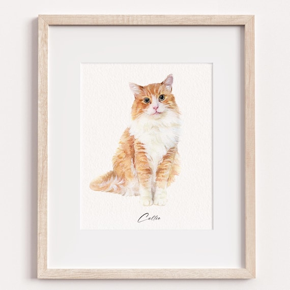Mini Custom Watercolor Cat Portrait, Cat Portrait From Photo, Hand Painted Pet Portrait, Pet Painting, Original Art, Pet Memorial Gift