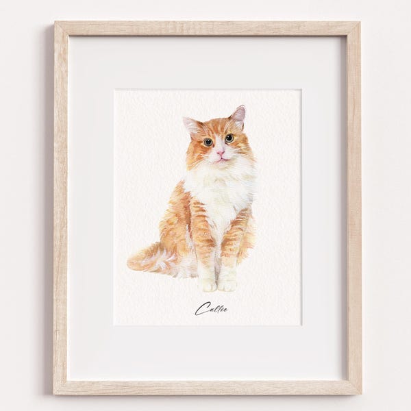 Mini Custom Watercolor Cat Portrait, Cat Portrait From Photo, Hand Painted Pet Portrait, Pet Painting, Original Art, Pet Memorial Gift