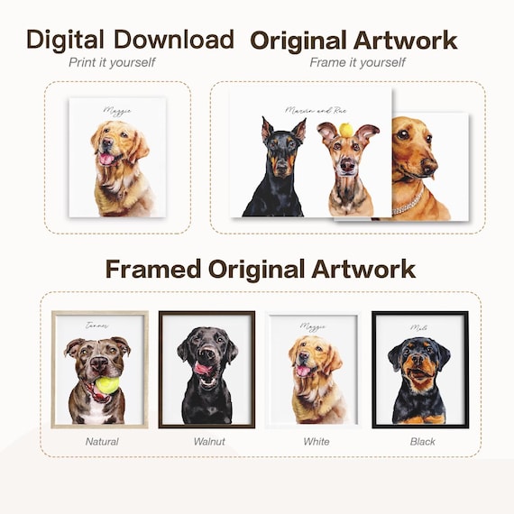 Custom Watercolor Portraits,Using Pet Photo,Personalized Digital Dog Portraits,Cat Portraits,Custom Dog Portraits,Custom Pet Memorial Art