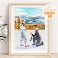 Couple Proposal Portrait, Custom Portrait From Photo, Engagement Gift, Gift for Couples, Anniversary Gift for him, Watercolor Painting