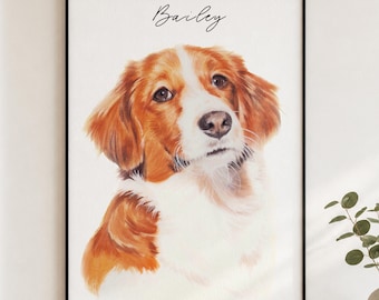 Custom Watercolor Hand-Painted Pet Portraits,Using Pet Photo,Personalized Digital Dog Portraits,Cat Portraits,Dog Portraits,Pet Memorial Art
