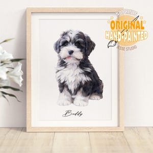 ミニカスタム水彩ペット肖像画、写真からの犬の肖像画、ペットの絵画、手描きのペット肖像画、オリジナルアート、ペットの記念品
