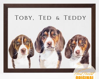 3 Pet Watercolor Portrait,Custom Watercolor Portraits,Using Pet Photo,Cat Portraits,Custom Dog Portraits,Custom Pet Memorial Art,Pet loss