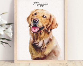 Custom Watercolor Portraits,Using Pet Photo,Personalized Digital Dog Portraits,Cat Portraits,Custom Dog Portraits,Custom Pet Memorial Art