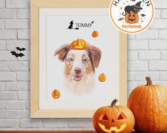 Custom Halloween Pet Portraits,Using Pet Photo,Personalized Digital Dog Portraits,Cat Portraits,Custom Dog Portraits,Halloween home decor