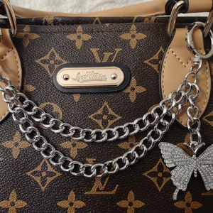 Cartera Doble Cadena Plata con Mariposa Strass.