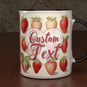 Custom Strawberry Mug, Personalize Berry Gift Printed Cup, Ceramic, Mug For Coffee Lovers, Freshly Picked Coffee Cup