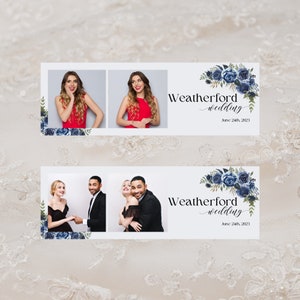 Elegant Wedding Photo Booth Template, Wedding Photo Booth Strip Template (6x2) PNG, JPG, 2 Photo Layout, Wedding Digital Template, Blue Rose