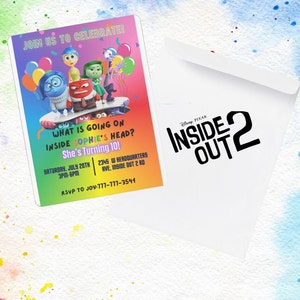 Inside Out 2 Birthday invitations Joy, Anxiety, and all new characters, Boy and Girl Kids, Printable invitation, Editable Canva Template