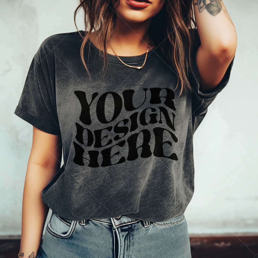 Graphite Comfort Colors C1717 Shirt CC Mockup C1717 Mockup Model Mockup
