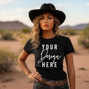 Black Gildan 64000 Mockup | Western Shirt Model Mock up Gildan 64000 Shirt mockup | Black Shirt Mockup | African American Model Mockup |