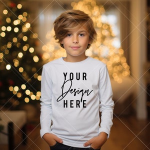 Kids White toddler shirt mockup, Kids Shirt Mockup, Boy Mockup, Kids Mockup, Toddler Festive Lifestyle Winter Mockup, Kid Christmas mockup