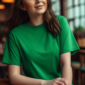 Bella & Canvas 3001 TShirt Mockup - Bella Canvas 3001 Shirt - Kelly Shirt Mockup - Oversized Mockup, Bella Canvas Mockup, Green Shirt Mockup