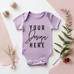 Lavender Baby Onesie Mockup Vest Mock-up modern Mock Up Rainbow Styled Stock Photo Babygrow Mockup Sublimation Cricut JPG Digital Download
