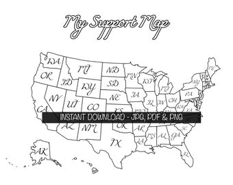 United States Printable Sales & Orders Tracking Map for Artists, Crafters, and Makers - My Support Map